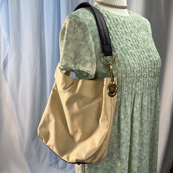 Braciano Handbags - Braciano soft shoulder bag with gold hardware and brown leather purse strap